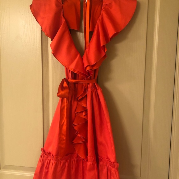 Bebe Orange Ruffle Halter Dress - Picture 2 of 8